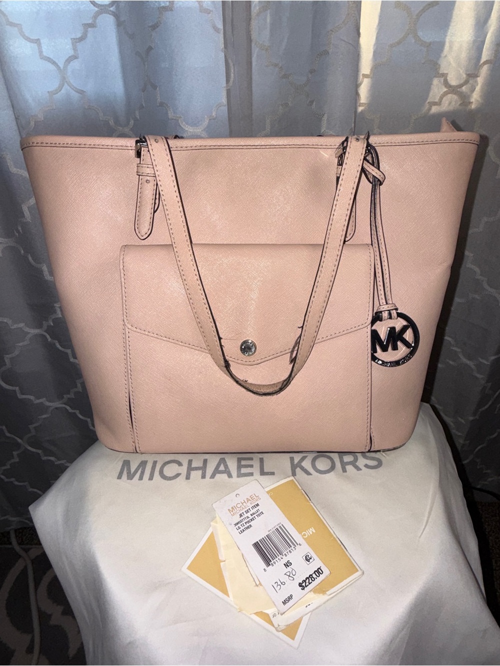 Michael Kors Jet Set Ballet Pink Saffiano Leather Tote Bag